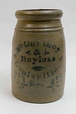 McCarthy and Bayless Louisville Kentucky Blue Decorated Stoneware Wax Sealer McCarthy and Bayless Louisville Kentucky Blue Decorated Stoneware Wax Sealer