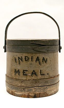 Antique American New England Country Primitive Folk Art Hand Painted Corn Meal Country General Store Bakery Firkin Labeled Indian Meal Antique American New England Country Primitive Folk Art Hand Painted Corn Meal Country General Store Bakery Firkin Labeled Indian Meal