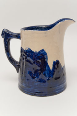 Sleepy Eye Blue and White Decorated Pitcher: Signed and Dated 1910 by Frank Haw Sleepy Eye Blue and White Decorated Pitcher: Signed and Dated 1910 by Frank Haw