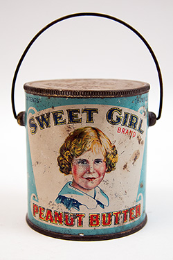 Rare Midwestern Antique American Tin Litho Advertising: 1920s Sweet Girl Brand Peanut Butter Tin Rare Midwestern Antique American Tin Litho Advertising: 1920s Sweet Girl Brand Peanut Butter Tin