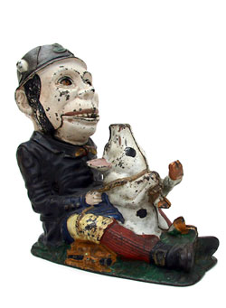 Unique and Rare Antique Paddy and the Pig Mechanical Bank For Sale Unique and Rare Antique Paddy and the Pig Mechanical Bank For Sale
