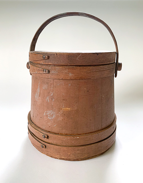 antique sugar bucket in original bittersweet paint decoration