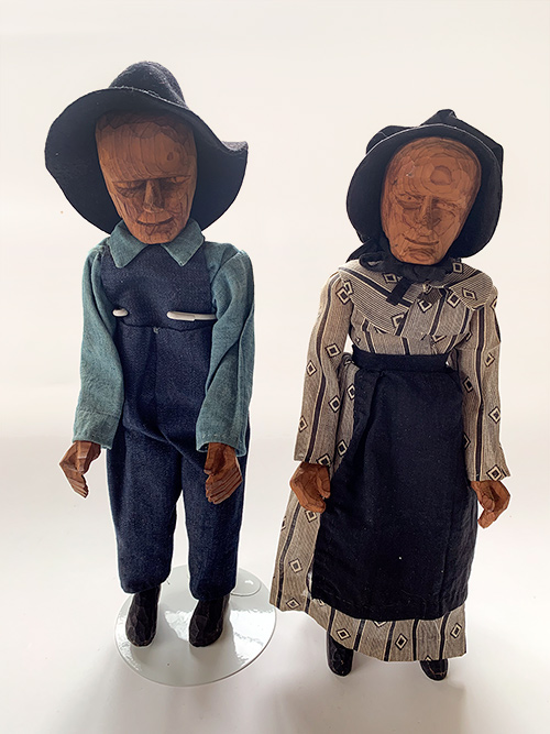 vintage tennessee folk art carved wooden dolls