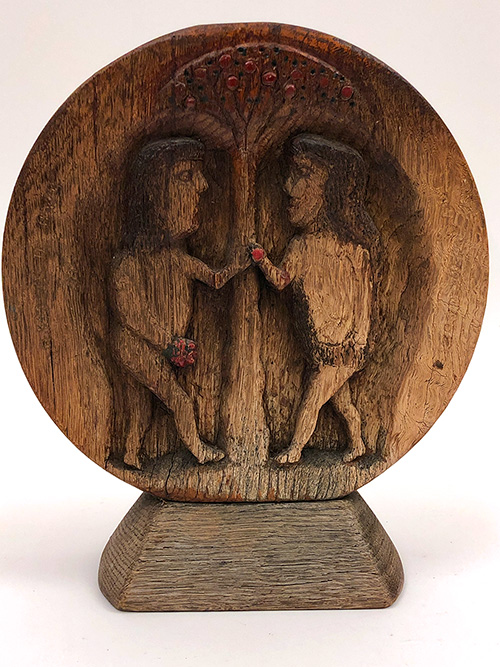 American folk art carving adam and eve silvio zoratti Mid Century outsider art