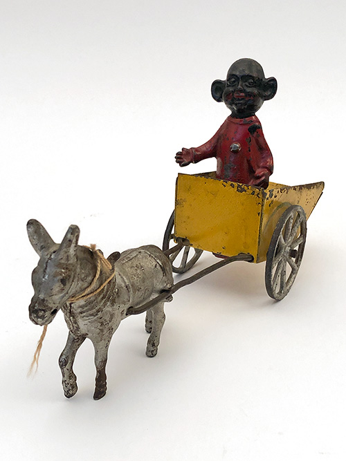 Antique Cast Iron Kenton Yellow Kid Donkey Drawn Goat Wagon