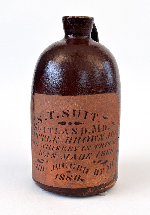 1880 pennsylvania tanware whiskey jug little brown merchant jug