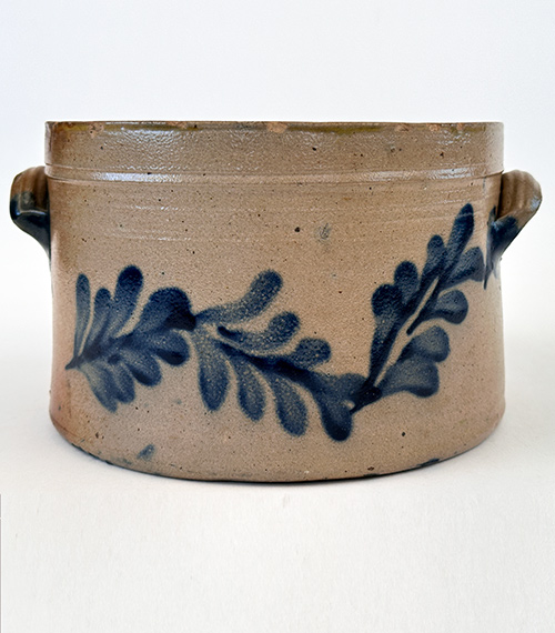 remmey blue decorated stoneware butter crock from 1870 for sale