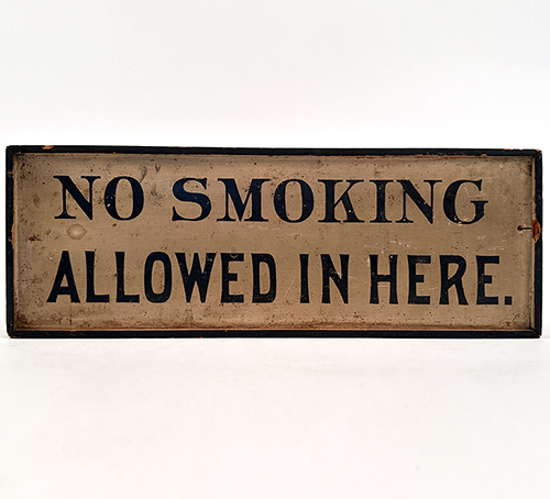antique country store painted wooden trade sign no smoking black and white painted framed wood