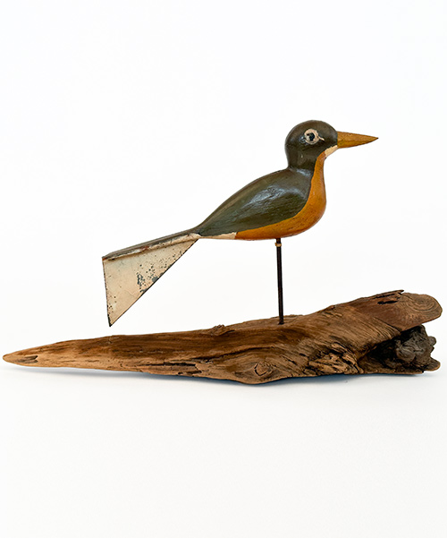 antique folk art weathervane painted wood carving robin bird