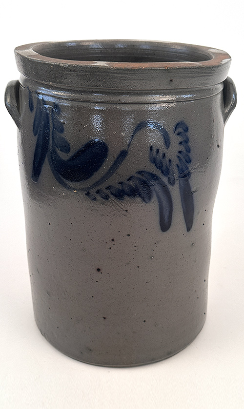 3 Gallon J.M. Hickerson Strasburn Virginia Blue Decorated Stoneware Crock