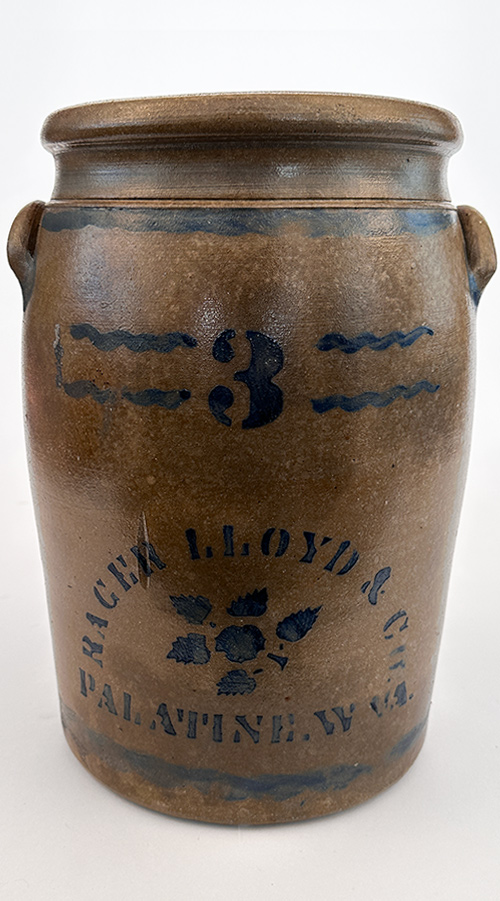 Rager Lloyd Palatine WV West Virginia antique blue decorated stoneware crock for sale