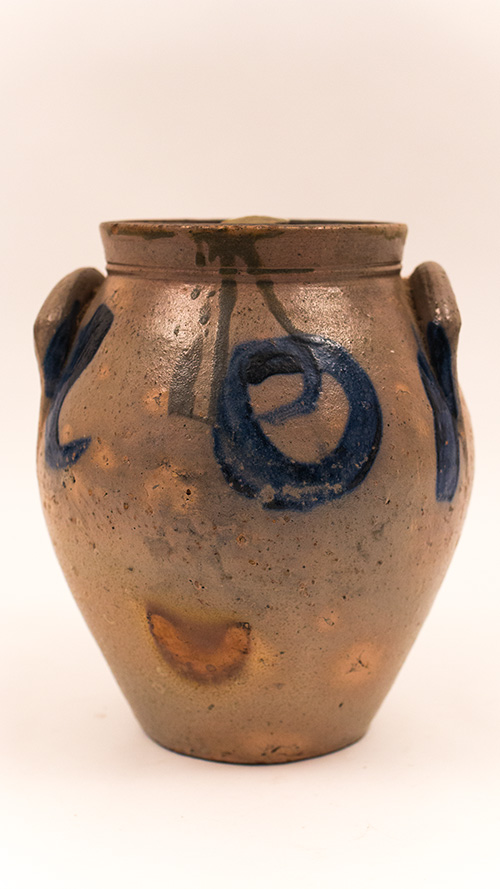 Antique American Stoneware Indiana or Ohio Cobalt Decorated Storage Jar Antique American Stoneware Indiana or Ohio Cobalt Decorated Storage Jar
