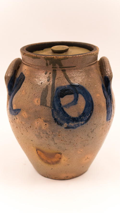 Antique American Stoneware Indiana or Ohio Cobalt Decorated Storage Jar Antique American Stoneware Indiana or Ohio Cobalt Decorated Storage Jar