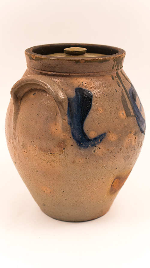 Antique American Stoneware Indiana or Ohio Cobalt Decorated Storage Jar Antique American Stoneware Indiana or Ohio Cobalt Decorated Storage Jar