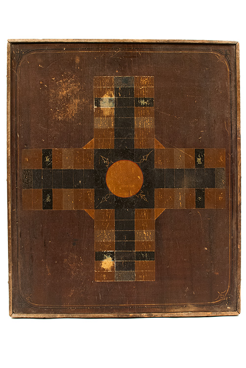 Antique American Folk Art Parcheesi Board F E Wentworth Carriage Painter Whitman MA Antique American Folk Art Parcheesi Board F E Wentworth Carriage Painter Whitman MA