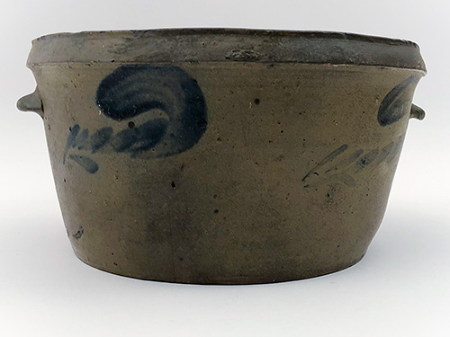 Blue Decorated Stoneware Cake Pan Antique Crock Virginia Salt Glazed 19th Century Pottery For Sale Blue Decorated Stoneware Cake Pan Antique Crock Virginia Salt Glazed 19th Century Pottery For Sale