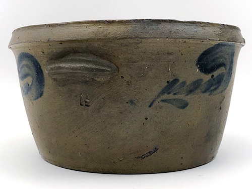 Blue Decorated Stoneware Cake Pan Antique Crock Virginia Salt Glazed 19th Century Pottery For Sale Blue Decorated Stoneware Cake Pan Antique Crock Virginia Salt Glazed 19th Century Pottery For Sale