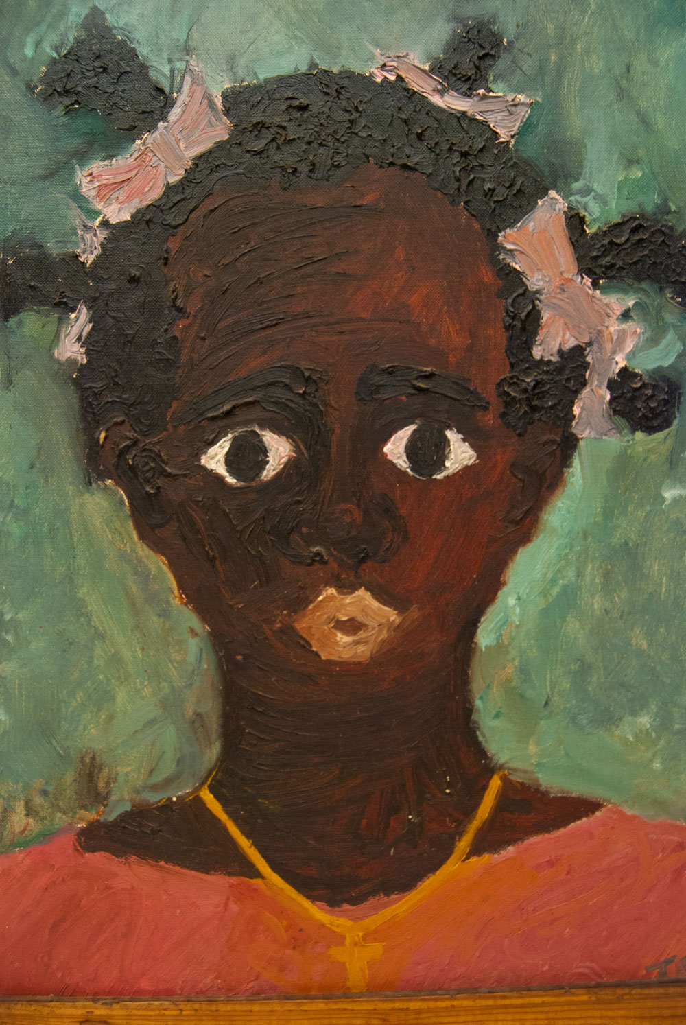 Americana wall art Black artist Young girl portrait Johnson Vintage