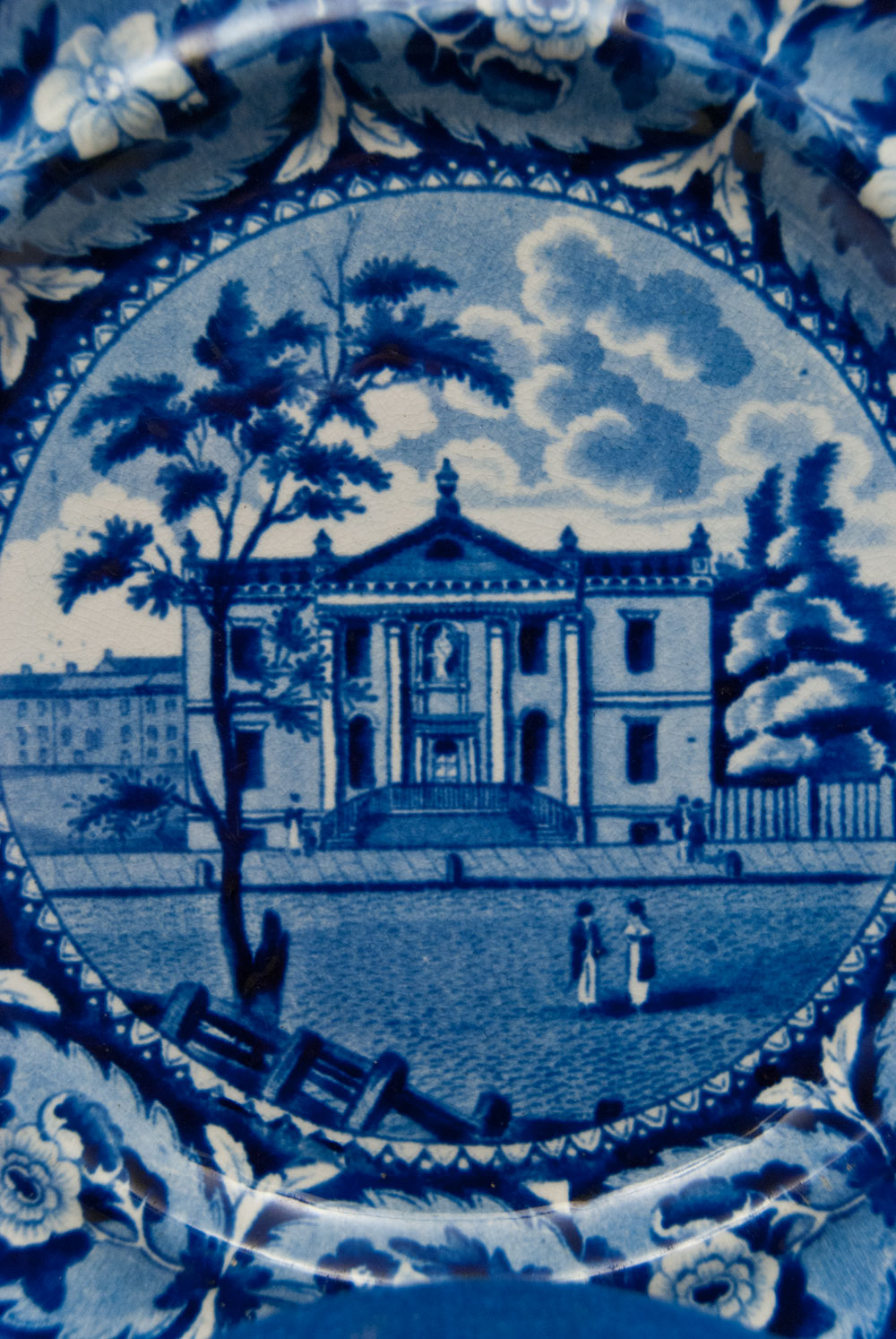 Beauties of America Library Philadelphia J and W Ridgeway 8 Dark Blue Historical Staffordshire Plate For Sale