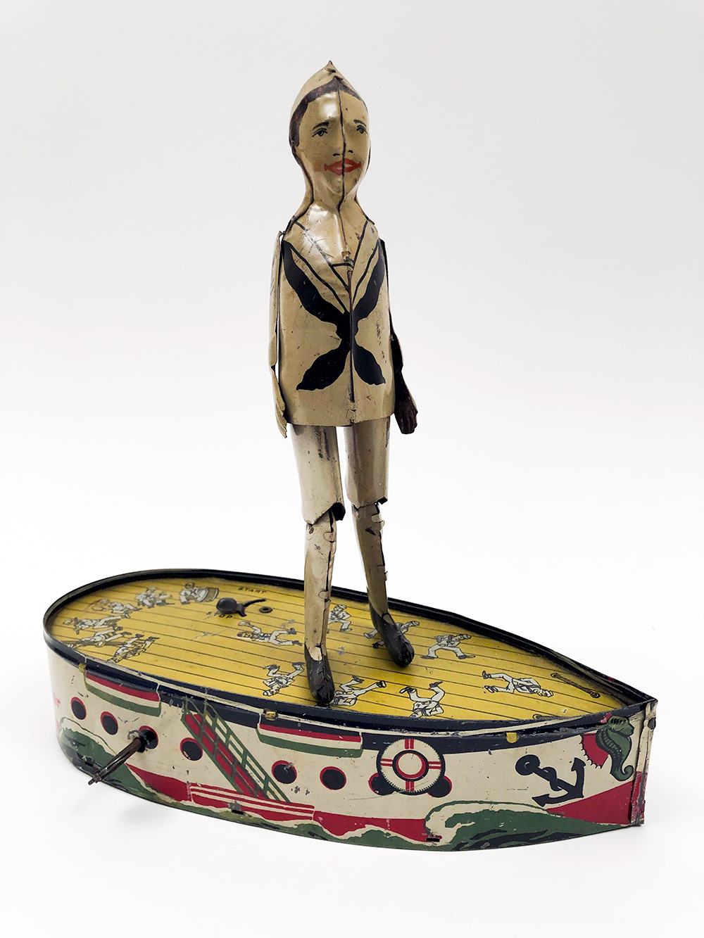Antique Tin Windup Toy Jackee The Hornpipe Dancer Trademark Patents Applied for The Ferdinand Strauss Corp. New York, N.Y. For Sale