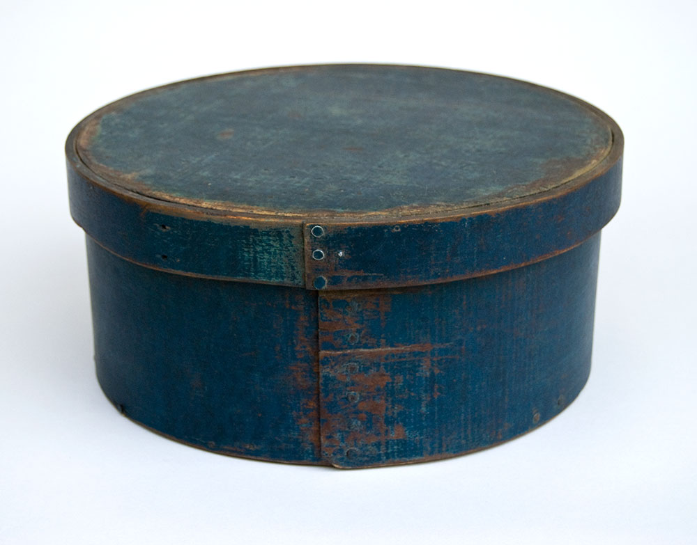 Original Blue Painted Round Antique Pantry Box E B Frye And Son