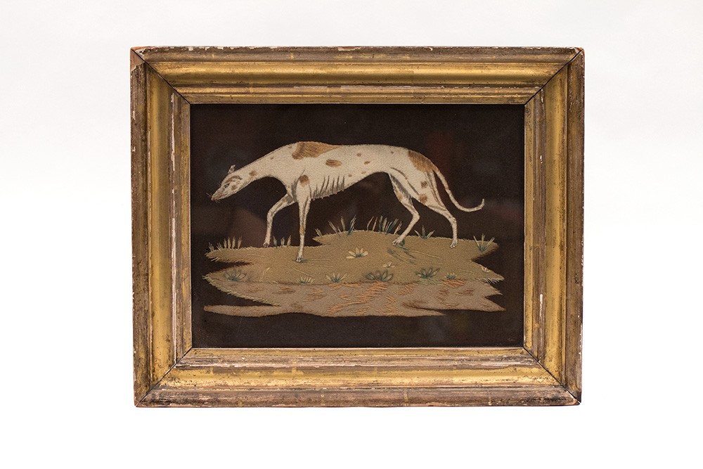 Antique American Felt Needlework Greyhound Whippet Worcester Mass Phillipps