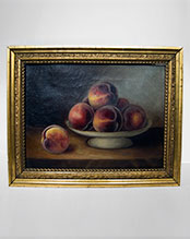 Antique Oil Painting on Canvas Signed Peaches Still Life A.S. Burnham 19th Century