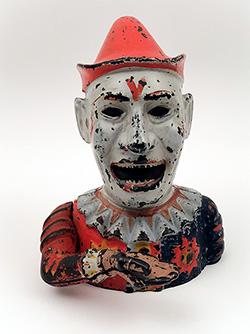 Humpty Dumpty Antique 19th Century Original Cast Iron Painted Mechanical Bank For Sale Humpty Dumpty Antique 19th Century Original Cast Iron Painted Mechanical Bank For Sale