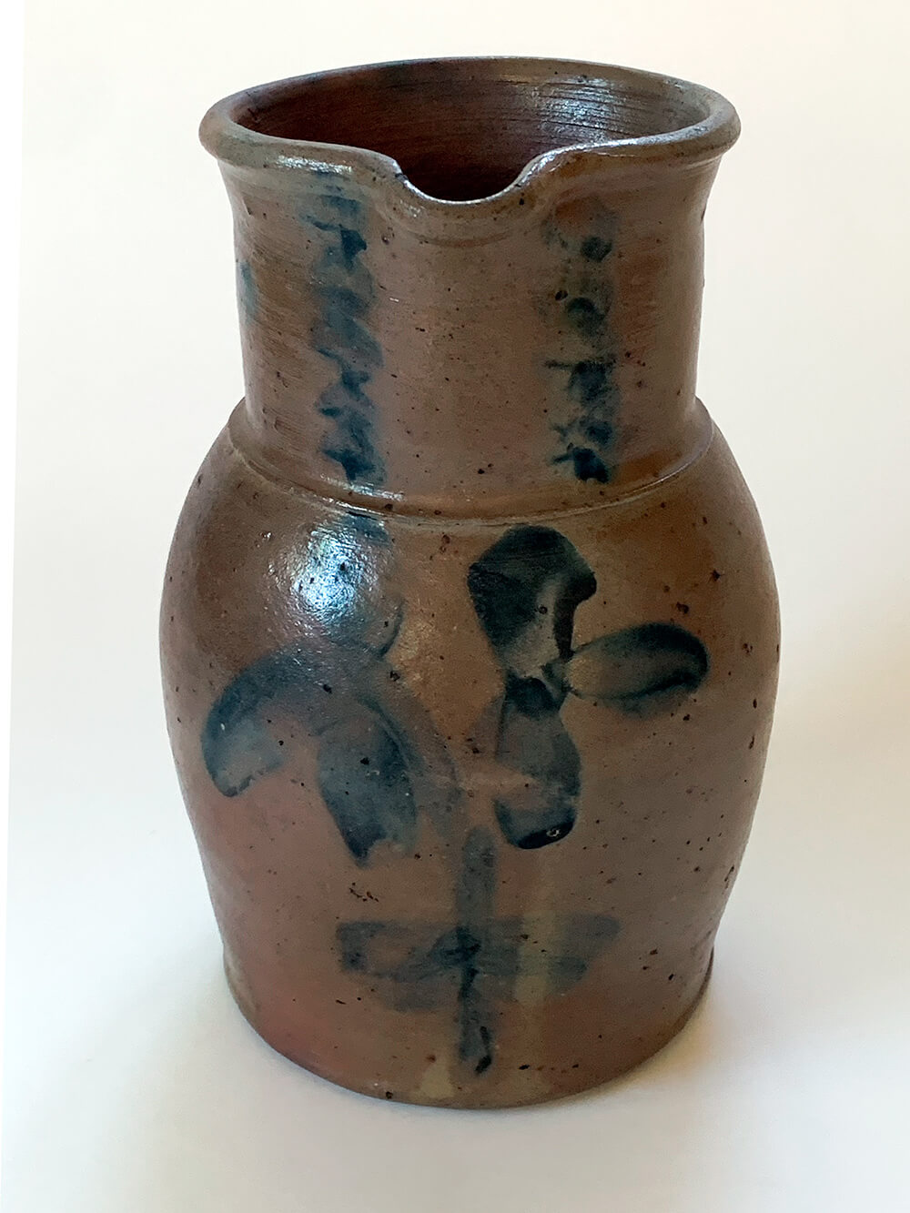 half gallon baltimore md blue decorated antique stoneware pitcher