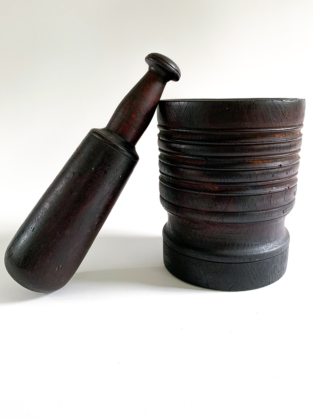 18th century english lignum vitae mortar and pestle