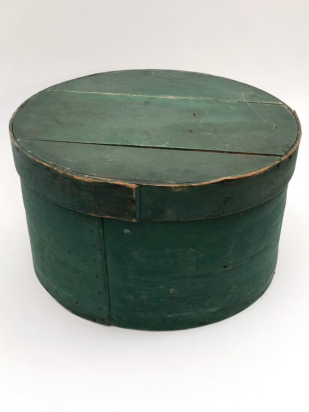 Large 18 inch original paint green round woodenware antique country kithcen primitives for sale