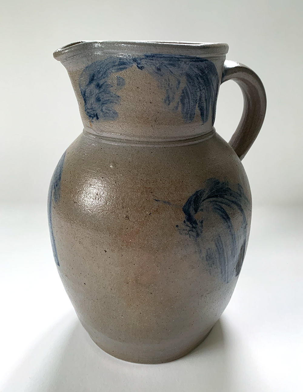 mauldin perine william linton baltimore md blue decorated antique stoneware pitcher