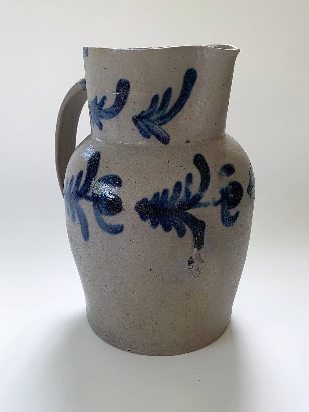 David Parr one gallon baltimore md blue decorated antique stoneware pitcher