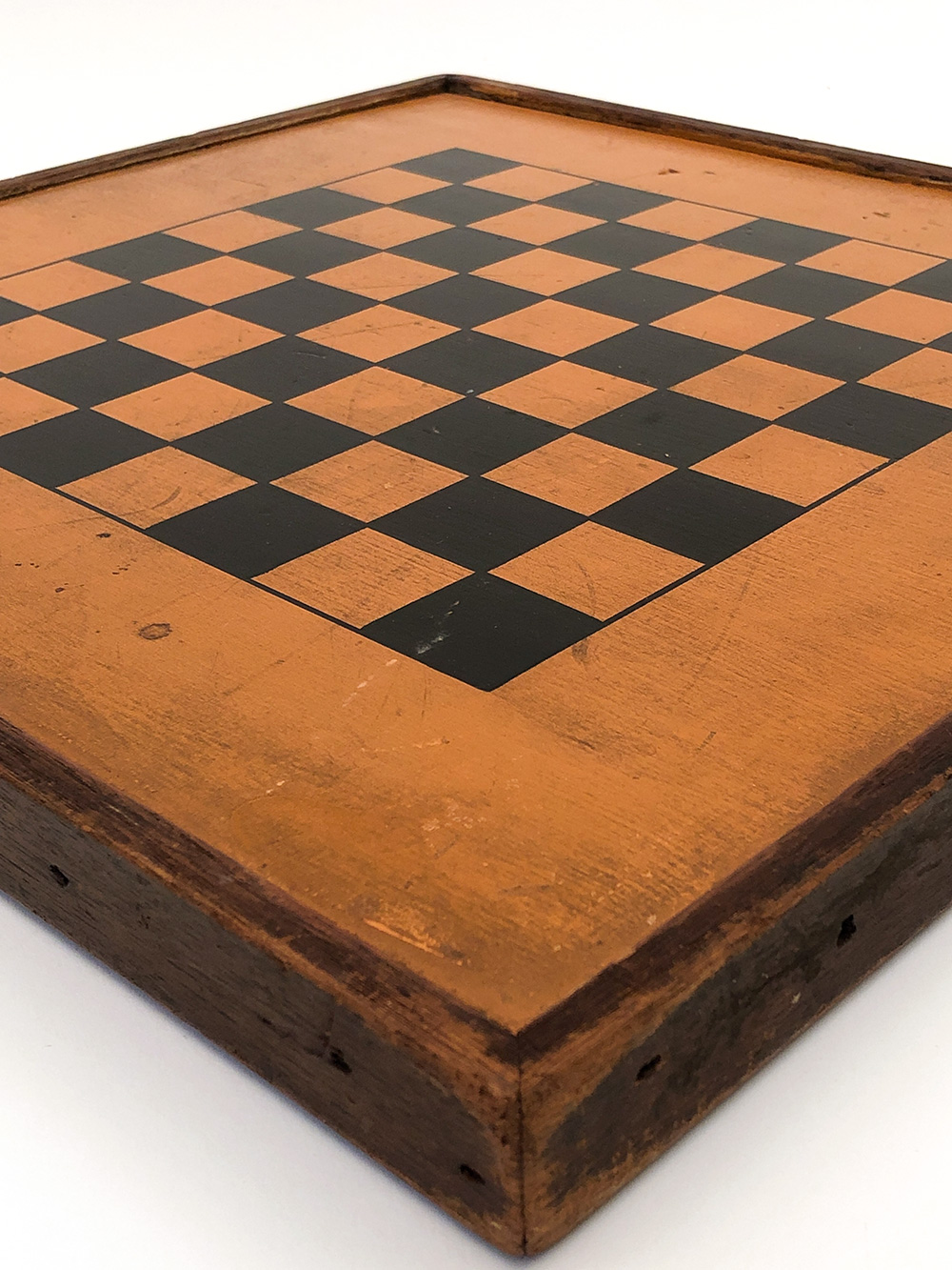 antique american paint decorated wooden checkers gameboard