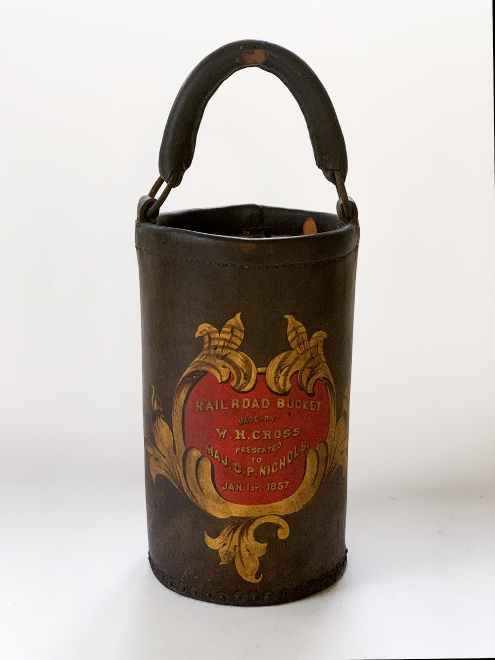 springfield massachusetts early american leather fire bucket major charles porter nichols