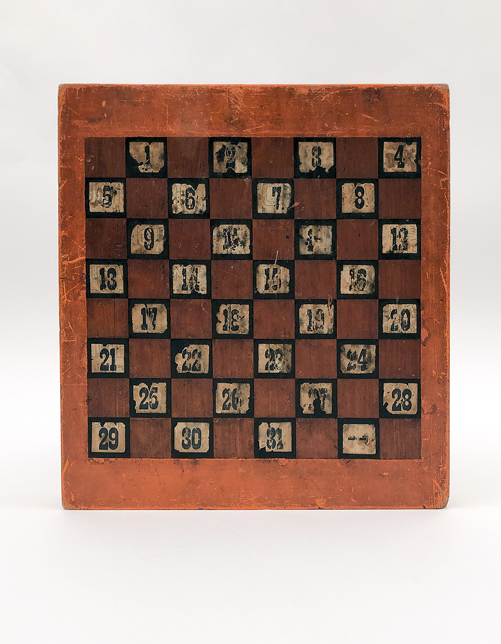 antique american paint decorated wooden checkers gameboard for sale