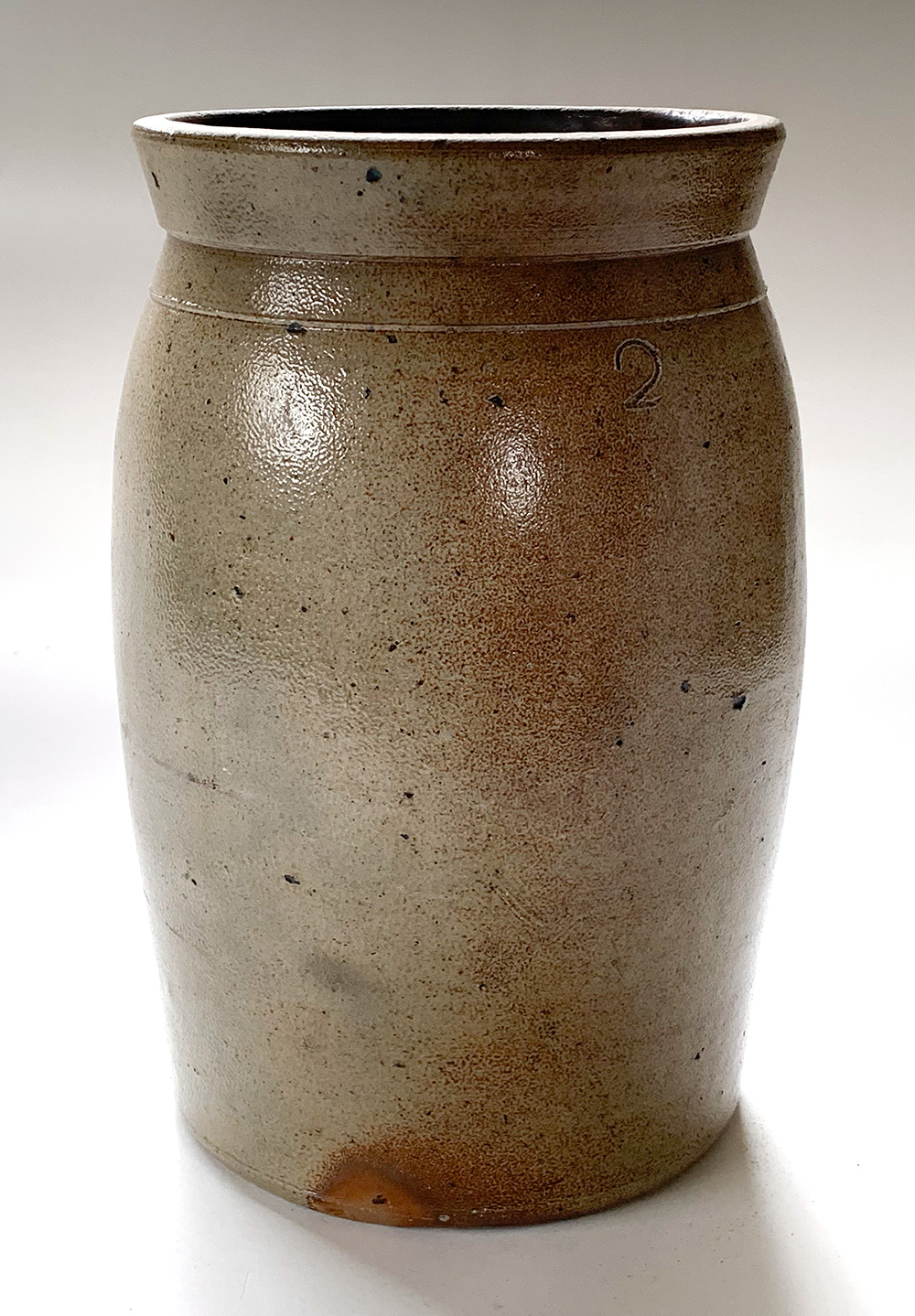 samuel irvine newville pa blue decorated stoneware pitcher from cumberland county
