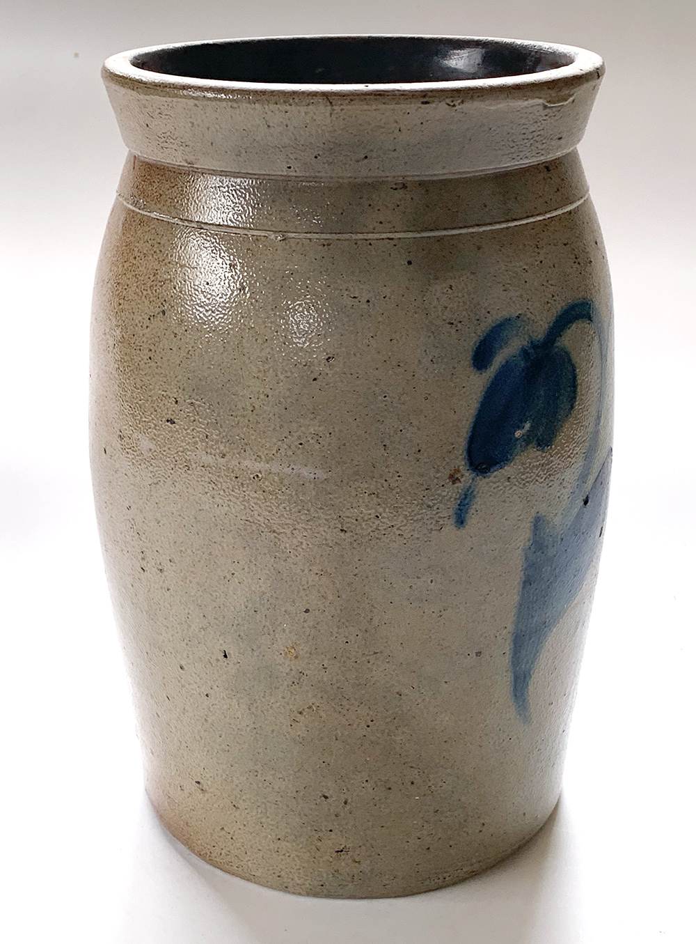 samuel irvine newville pa blue decorated stoneware pitcher from cumberland county