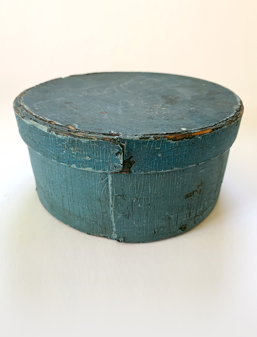 19th century pantry box in old blue paint