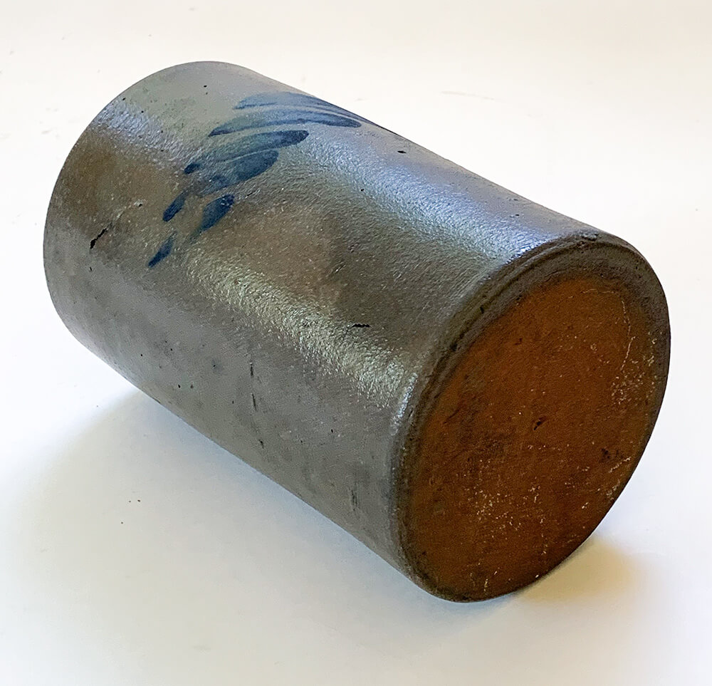 southwestern pennsylvania cobalt decorated one quart stoneware canning jar