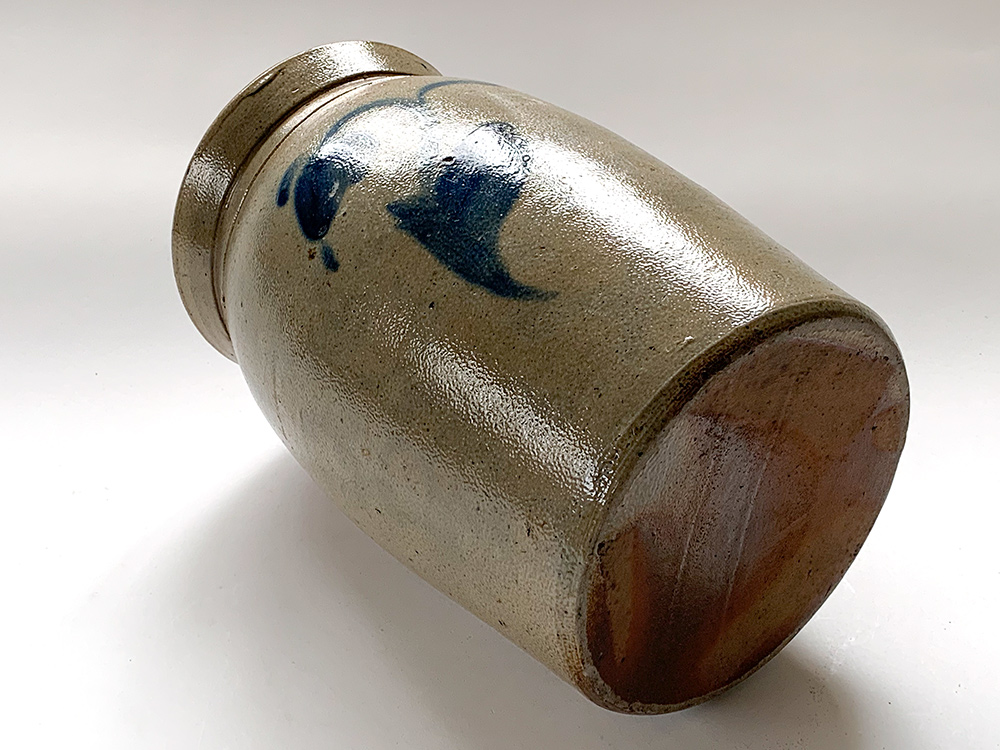 samuel irvine newville pa blue decorated stoneware pitcher from cumberland county