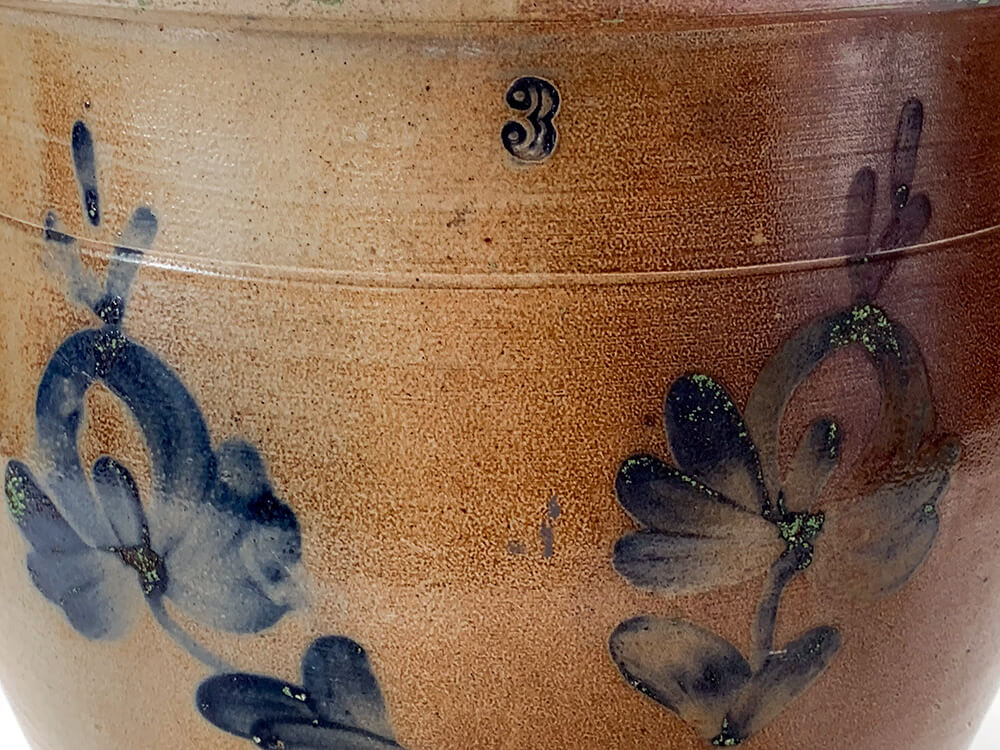 blue decorated ovoid storage jar beaver county pennsylvania