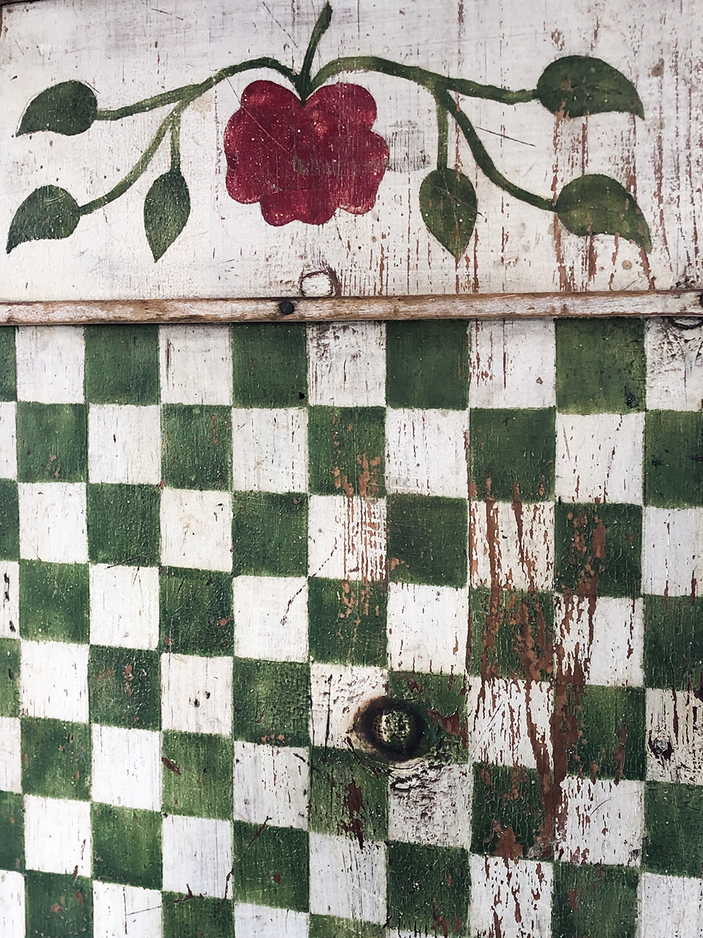 antique paint decorated canadian checkers gameboard 
