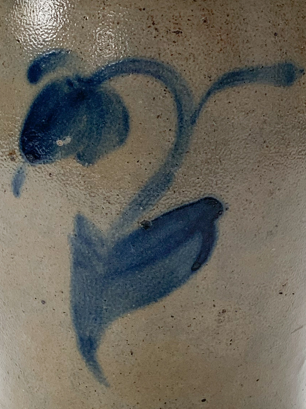 samuel irvine newville pa blue decorated stoneware pitcher from cumberland county