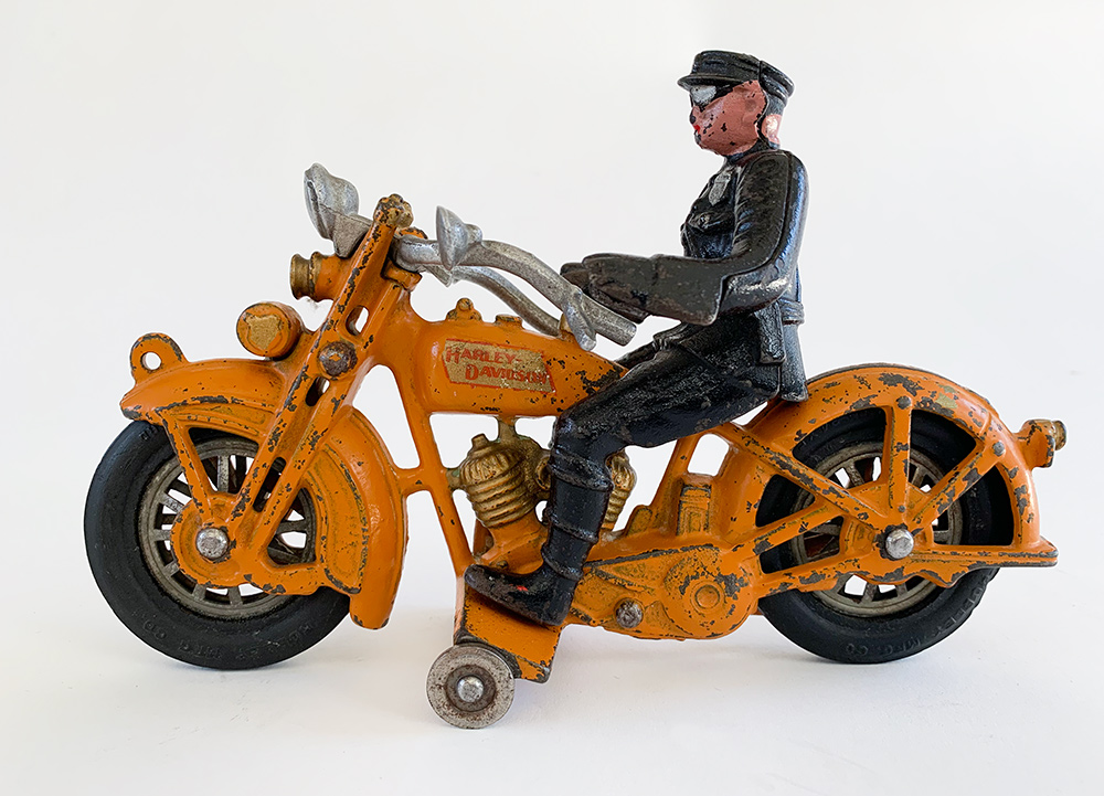 harley davidson antique cast iron hubley toy motorcycle