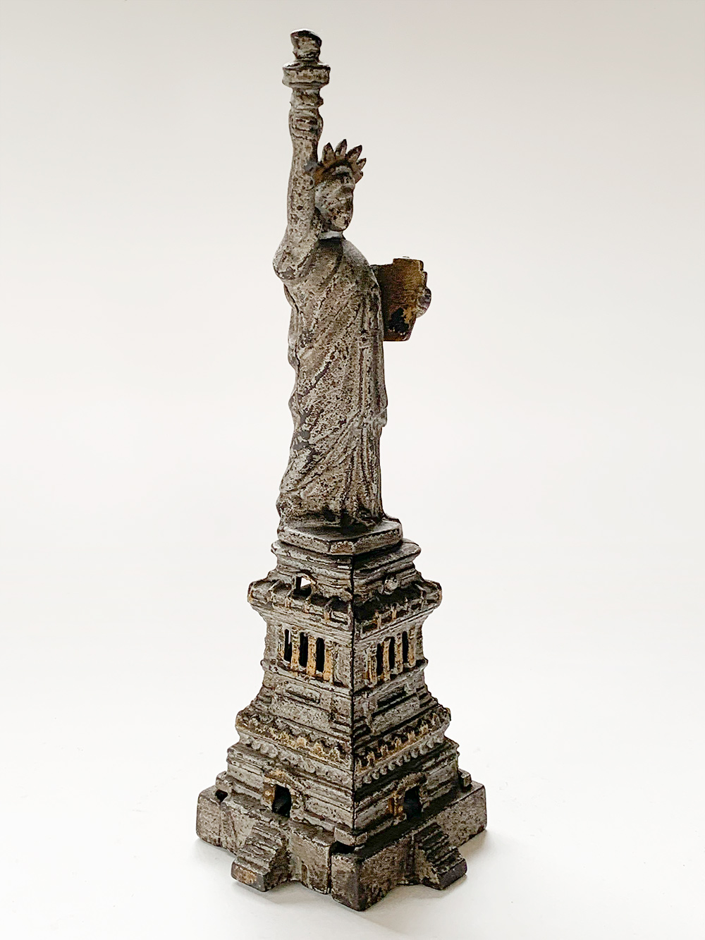 paint decorateed large statue of liberty cast iron still bank