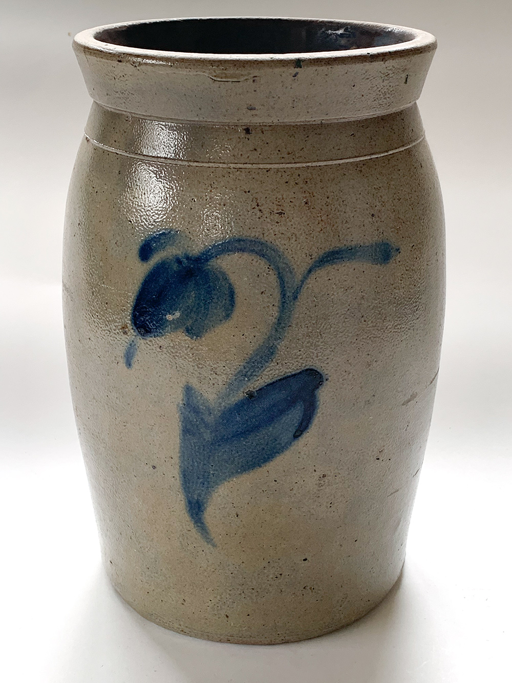samuel irvine newville pa blue decorated stoneware pitcher from cumberland county