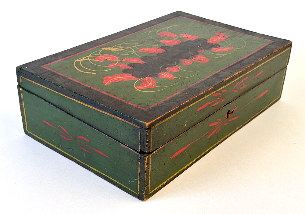 early american document box with original polychromatic paint decoration