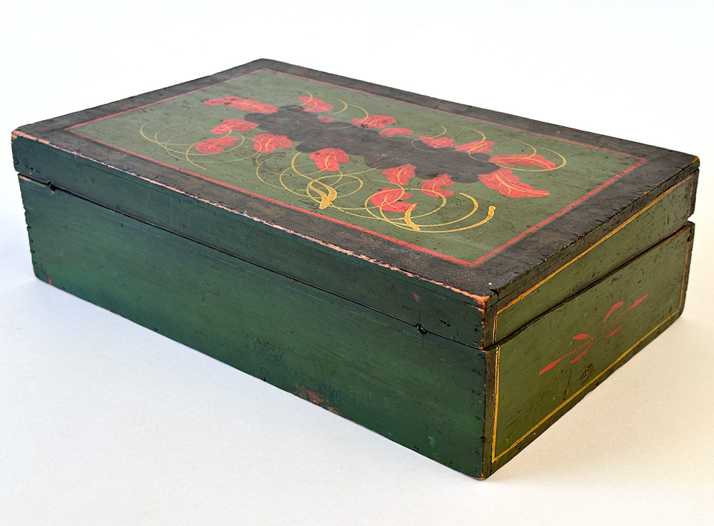 early american document box with original polychromatic paint decoration