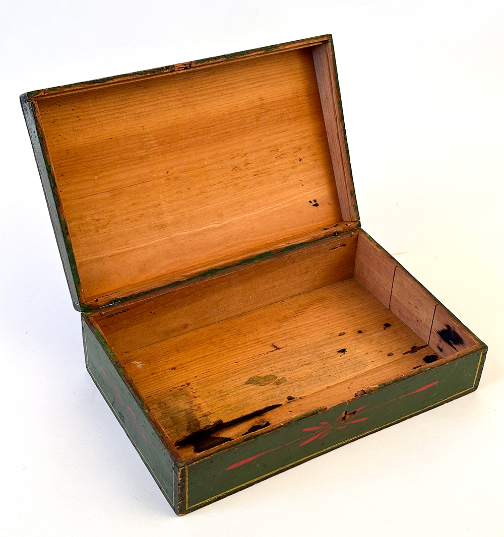 early american document box with original polychromatic paint decoration